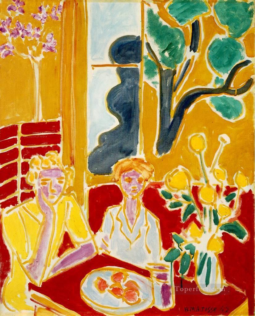 Deux fillettes fond jaune et rouge Two Girls in a Yellow and Red Interior 1947 Fauvism Oil Paintings